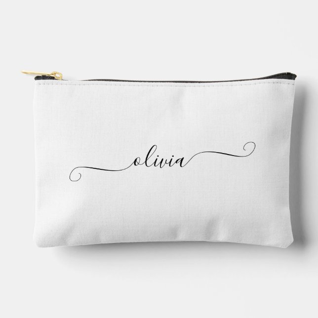 Minimalist Modern Script Add Name Personalised Accessory Pouch (Front)