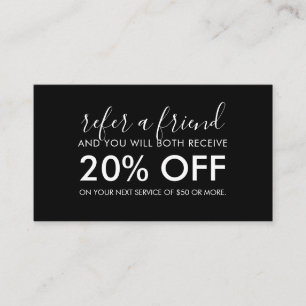 Minimalist Modern Script Black Referral Card