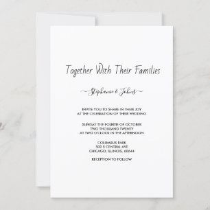 Minimalist Modern Script Black White Cool Wedding Invitation