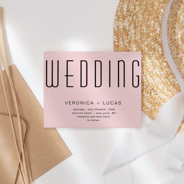 Minimalist Modern Script Blush Wedding Invitation (Creator Uploaded)