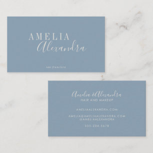 Minimalist Modern Script Boho Chic Dusty Blue Business Card