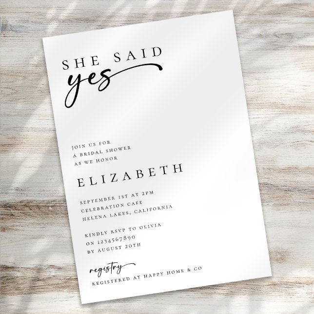 Minimalist Modern Script Bridal Shower Invitation (Creator Uploaded)