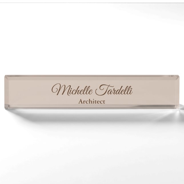 Minimalist Modern Script Calligraphy Nameplate (Front)