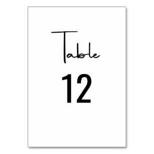 Minimalist Modern Script Calligraphy Wedding  Table Number