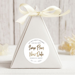 minimalist modern script change the date classic round sticker