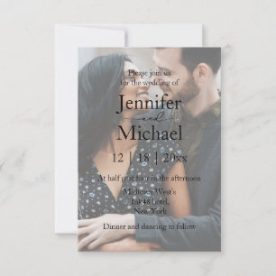 minimalist modern script couple photo wedding  invitation