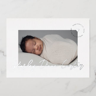 Minimalist + Modern Script Foil Birth Announcement