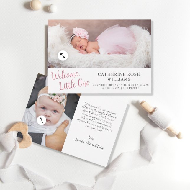  Minimalist Modern Script Girl Baby Girl Birth Announcement (Creator Uploaded)