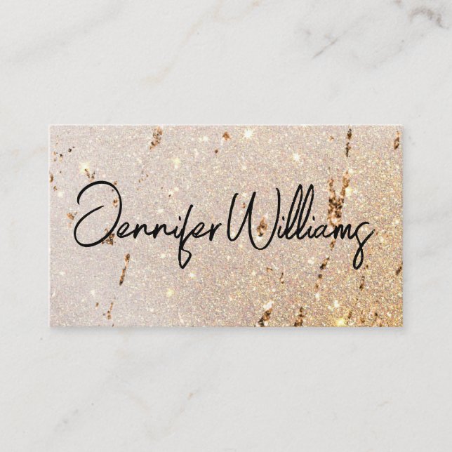 Minimalist Modern Script Gold Beauty Salon Elegant Business Card (Front)