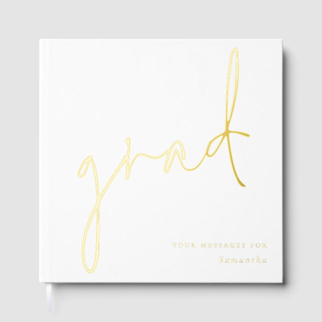 Minimalist Modern Script Grad Graduation Guest Book (Front)