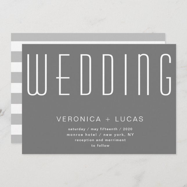 Minimalist Modern Script Grey Wedding Invitation (Front/Back)