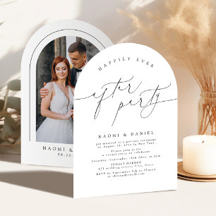 Minimalist Modern Script Happily Ever After Party Invitation