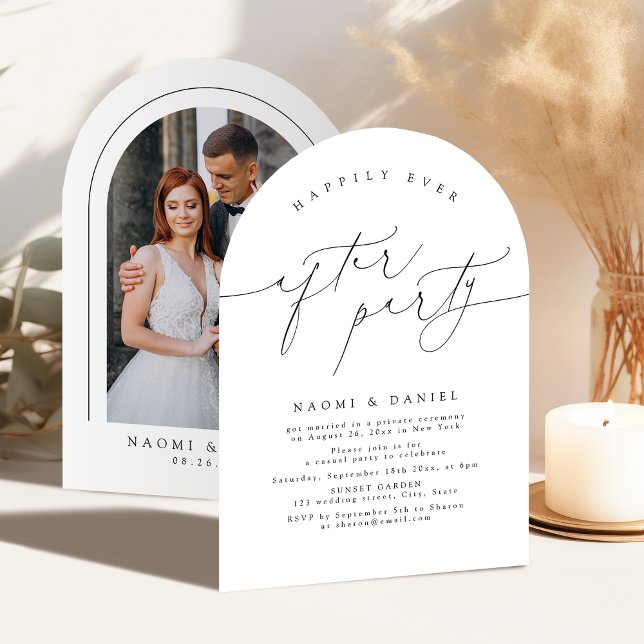 Minimalist Modern Script Happily Ever After Party  Invitation (Minimalist Modern Script Happily Ever After Party Invitation)