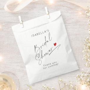 Minimalist modern script heart Bridal shower Favour Bag