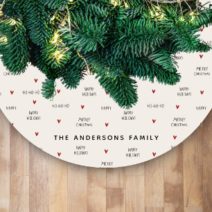 Minimalist Modern Script Ho Ho Ho Merry Christmas Fleece Tree Skirt