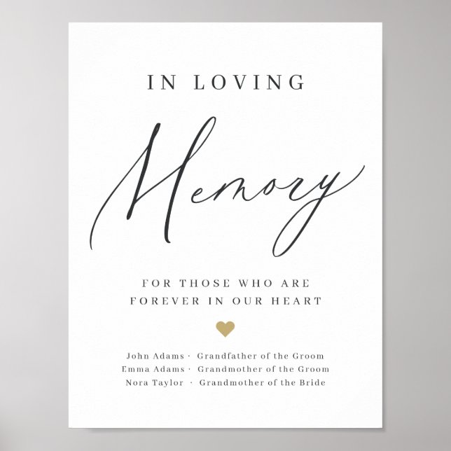 Minimalist modern script in loving memory sign (Front)