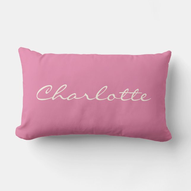 Minimalist Modern Script in Pink Personalised    Lumbar Cushion (Front)