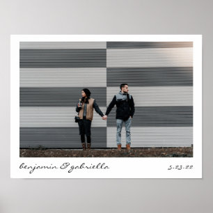 Minimalist Modern Script Lettering Photo Wedding Poster