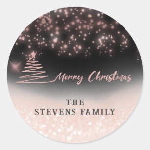 Minimalist modern script Merry Christmas Classic Round Sticker