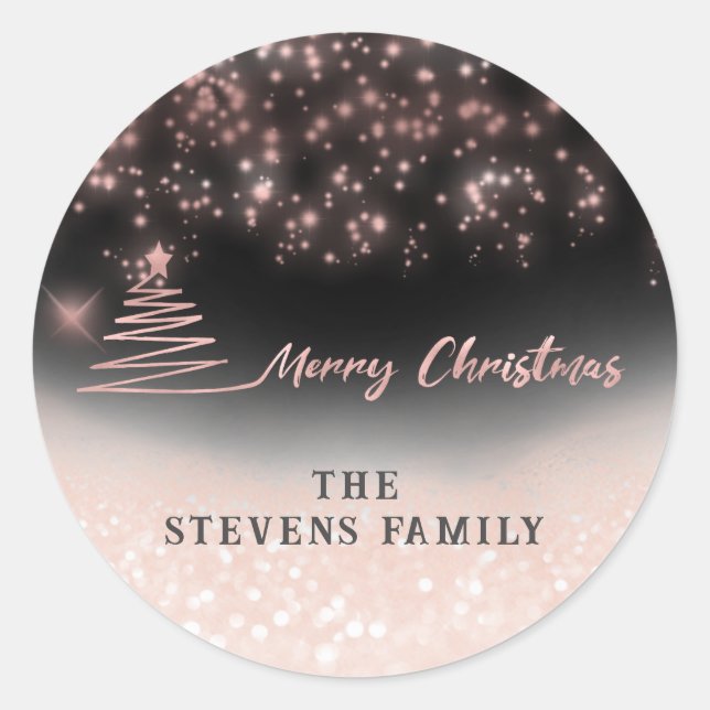 Minimalist modern script Merry Christmas Classic Round Sticker (Front)