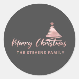 Minimalist modern script Merry Christmas Classic Round Sticker