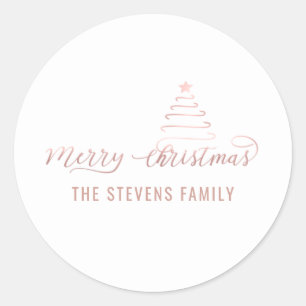 Minimalist modern script Merry Christmas Classic Round Sticker