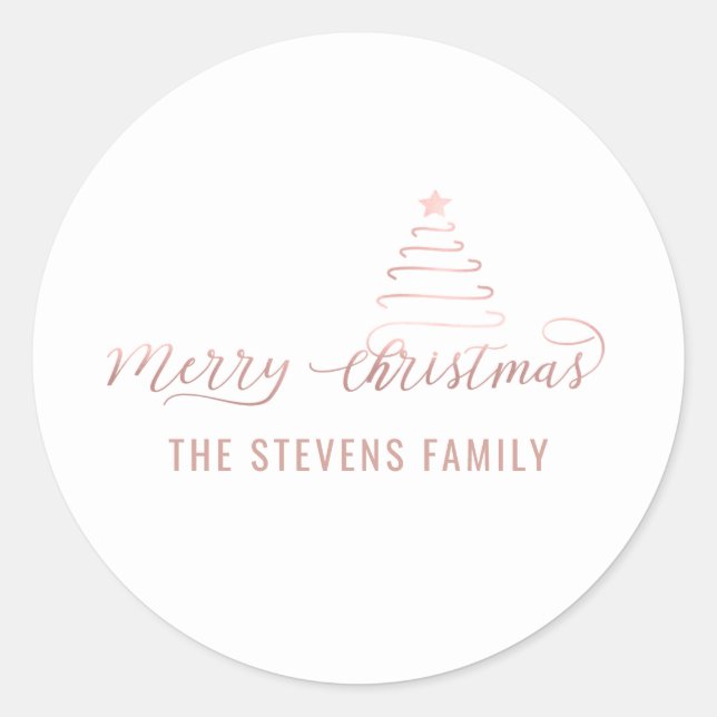 Minimalist modern script Merry Christmas Classic Round Sticker (Front)