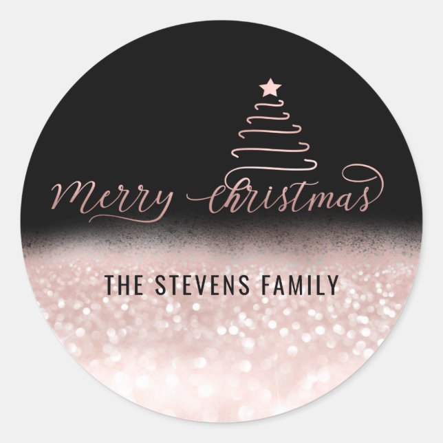 Minimalist modern script Merry Christmas Classic Round Sticker (Front)