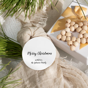 Minimalist Modern Script Merry Christmas Holiday Classic Round Sticker