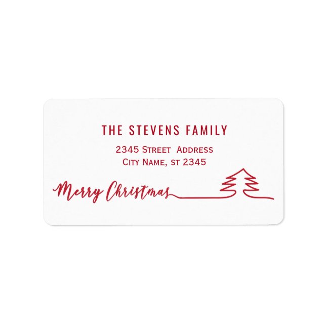 Minimalist modern script Merry Christmas red Label (Front)