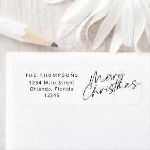 Minimalist Modern Script Merry Christmas Return Address Label