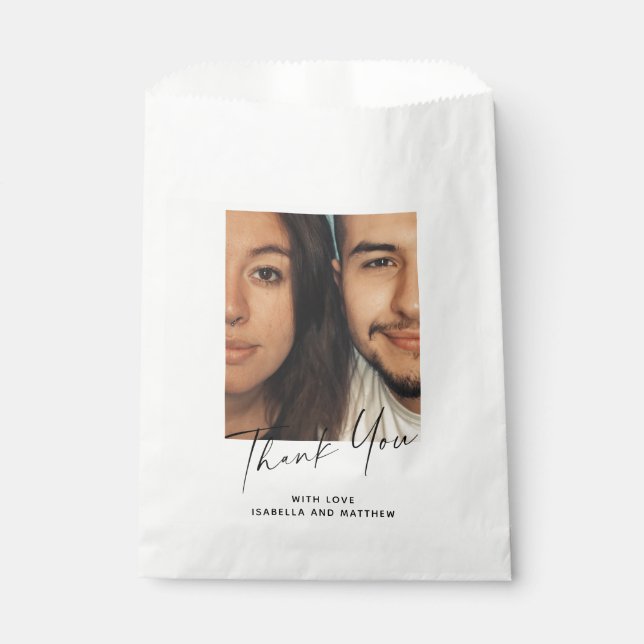 Minimalist Modern Script Personalised Custom Photo Favour Bag (Front)
