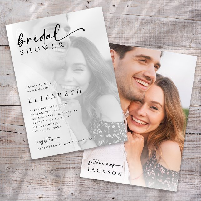 Minimalist Modern Script Photo Bridal Shower Invitation (Creator Uploaded)