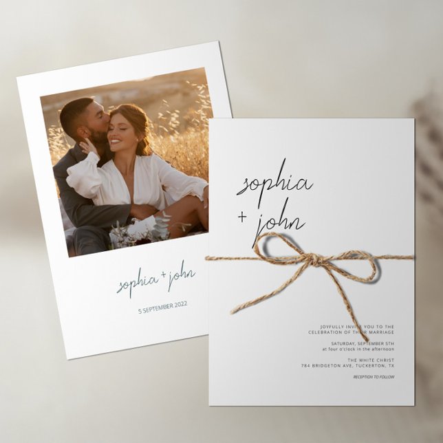 Minimalist Modern Script Photo Wedding Invitation (Creator Uploaded)