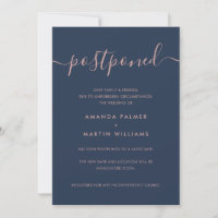 Minimalist Modern Script Postponed Wedding
