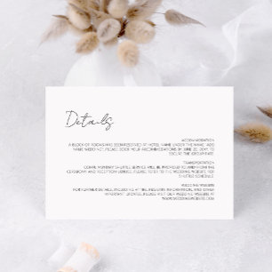 Minimalist Modern Script Simple Clean White Enclosure Card