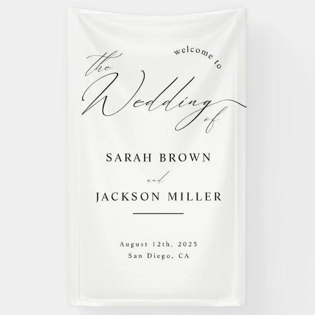 Minimalist Modern Script Simple Wedding Welcome Banner (Vertical)
