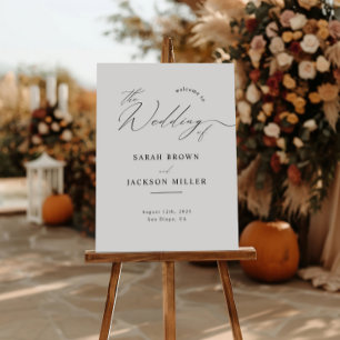 Minimalist Modern Script Simple Wedding Welcome Poster