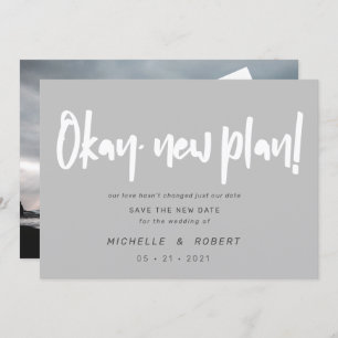 minimalist modern script two photo save the date invitation