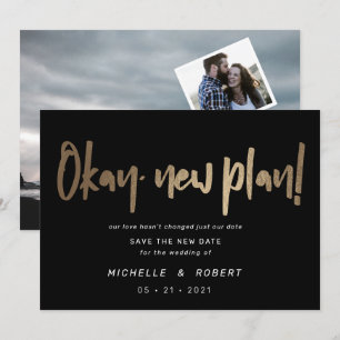 minimalist modern script two photo save the date invitation