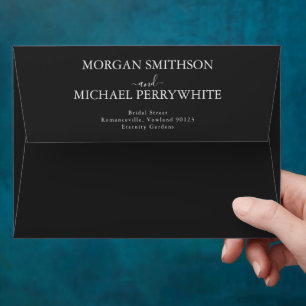 Minimalist modern script typography wedding envelope