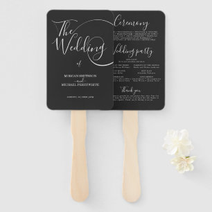 Minimalist modern script typography wedding hand fan