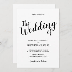 Minimalist Modern Script Wedding Invitation
