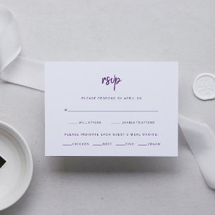 Minimalist Modern Script Wedding Meal Choice RSVP Card