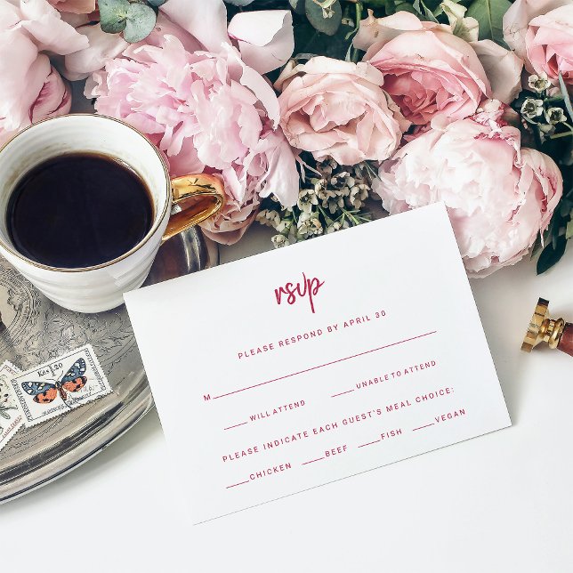 Minimalist Modern Script | Wedding Meal Choice RSVP Card (Creator Uploaded)