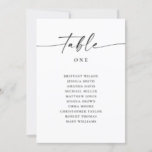 Minimalist modern script wedding seating chart invitation