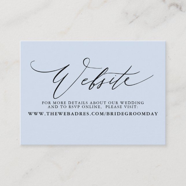 Minimalist Modern Script Wedding Website Card (Front)