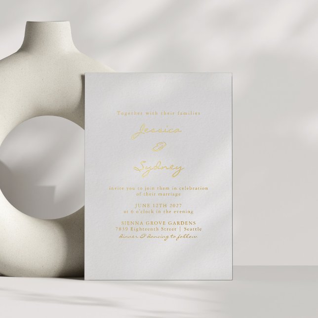 Minimalist Modern Script Wedding White and Gold  (Creator Uploaded)