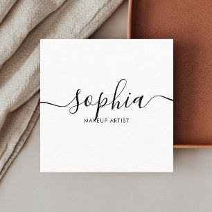 Minimalist Modern Script White Square Business Card