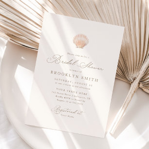 Minimalist Modern Sea Shell Beach Bridal Shower Invitation
